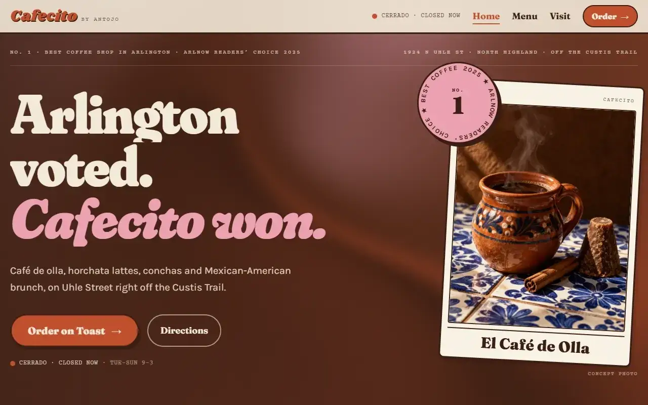 Cafecito by Antojo — website built by H2