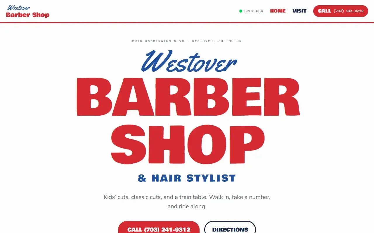 Westover Barber Shop — website built by H2